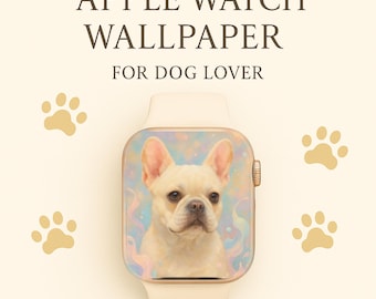 Fondo de pantalla para Apple Watch con retrato de perro pastel / Amante de los cachorros (Descarga digital)