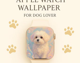 Fondo de pantalla de cachorro con retrato de perro pastel para Apple Watch (descarga digital)