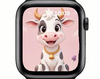 牛のApple Watch壁紙 | 農場の動物の顔（デジタルダウンロード）