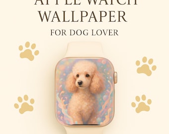 Fondo de pantalla con retrato de perro pastel para Apple Watch (descarga digital)