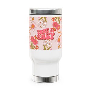 Floral Travel Mug , Stainless Steel Coffee Cup for Camping, Travel, Gifts, Floral Design, Coffee Lover