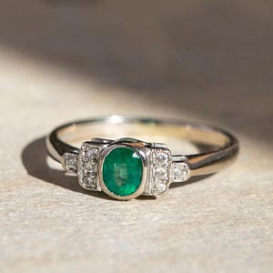 Mid-Century Emerald & Diamond Ring