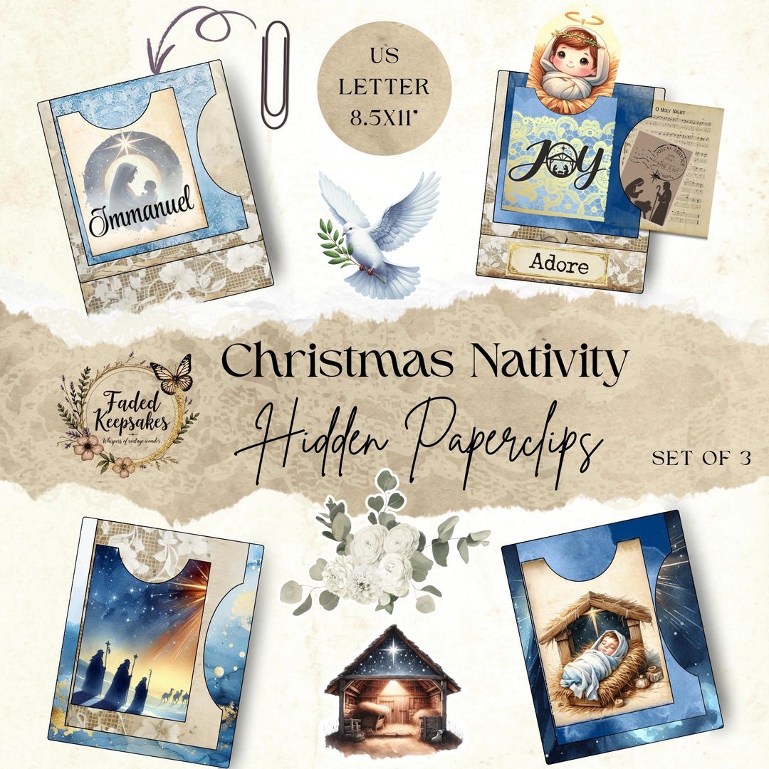 Hidden Paper Clip Digital | Nativity, Christmas Ephemera, Pockets ...