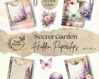 Hidden Paper clip digital | Secret Garden, Floral Ephemera and Junk Journal Pockets