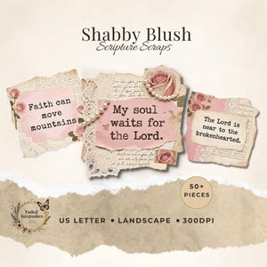 Shabby Christian Scripture Scraps | Faith Quotes & Junk Journal Ephemera