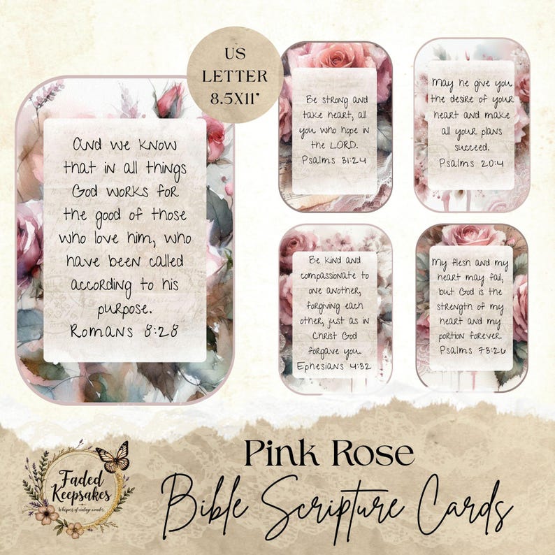 Jesus Junk Journal Theme | Pink Rose Bible Verse Cards | Christian ...