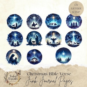 Christmas Nativity Fussy Cut | Bible Journaling Printables | Christian Junk Journal Ephemera