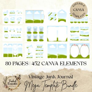 Digital Junk Journal Templates | Canva Frames Kit | Editable Printable Ephemera, Tags, Pockets, Tuck Spots | Digital Scrapbooking Kit