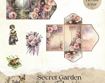 Secret Garden Mini Junk Journal Folio Kit: Vintage Ephemera (Digital Download)