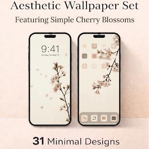 Japandi Sakura Phone Wallpaper | 31 Zen Aesthetic iPhone Backgrounds | Minimalist Cherry Blossom Wallpapers | Soft Muted Tones Art