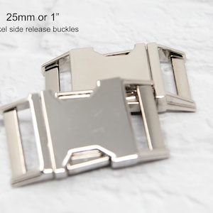 Side Release Dog Collar Buckle Nickel Quick Release Buckle 1 Wide or 25MM Metal Buckle for Dog Collar image 1
