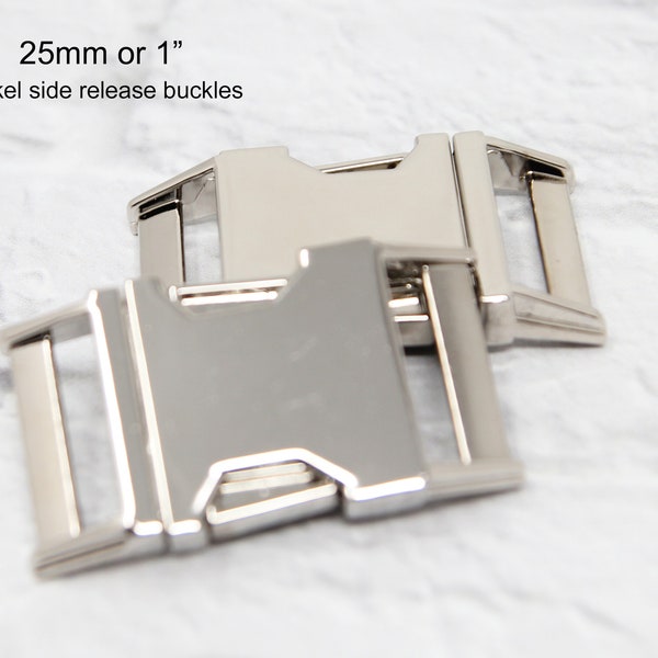 Side Release Dog Collar Buckle | Nickel Quick Release Buckle | 1 " Wide or 25MM | Metal Buckle for Dog Collar