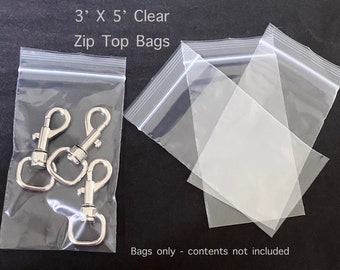 Zip Sacs | 3 X 5 Zip Lock Clear Bags | Sacs de faveur | Sacs à bijoux | Sacs de rangement des aliments | Résultats Stockage | 2 mil