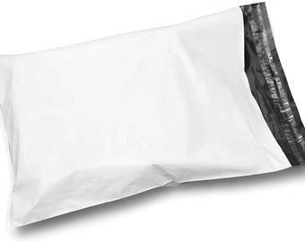 Poly Mailers blanc | 10 X 13 Mailers blanc brillant | Grand 2 mil White Gloss Poly Mailers