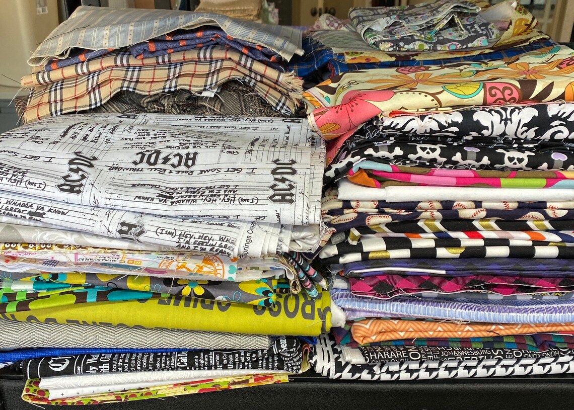 Cotton Fabric by the Pound Mystery Fabric Bundle Quilting Etsy