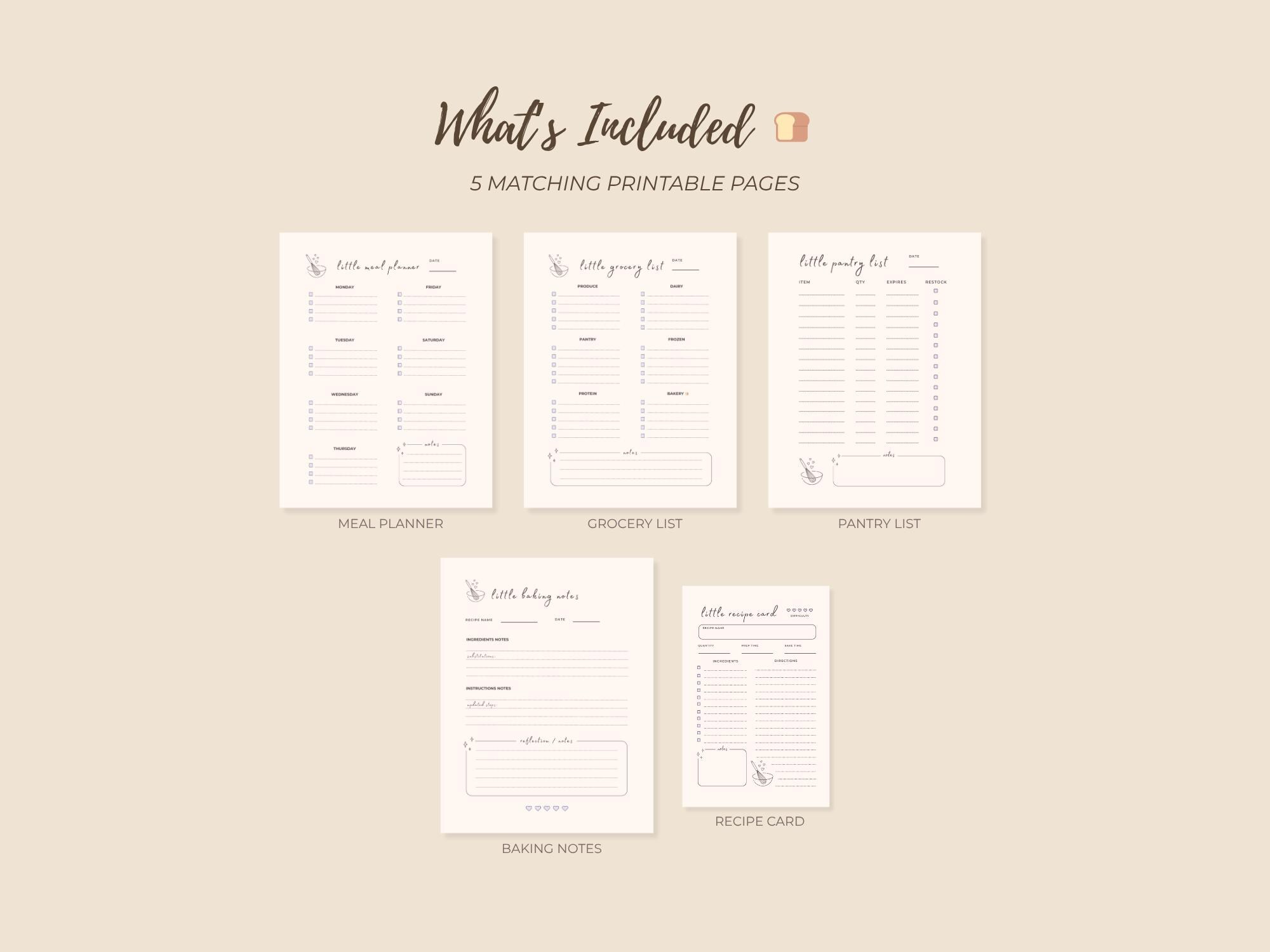 Cozy Kitchen Planner Printable Bundle, Meal Planner, Grocery List ...