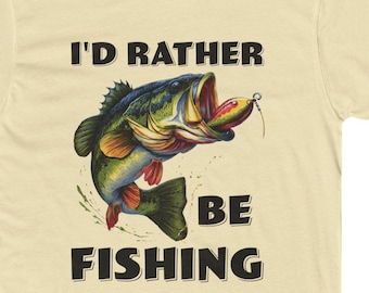 I’d Rather Be Fishing Big Bass T-Shirt – Funny Bass Fishing Shirt for Men & Women | Fishing Gift, Outdoor Angler Tee