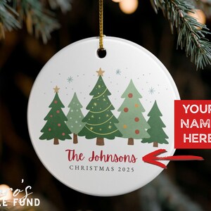 Ceramic Personalized Family Matte Christmas Ornament, Holiday Gift, Custom Bauble, Festive Home Decor, Tree Decoration
