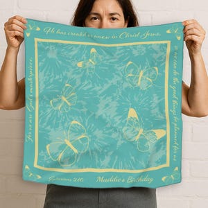 Personalized Butterfly Scripture Scarf Faith Accessory Godly Woman Scarf Christian Church Gathering Present Special Women Birthday Gift Idea