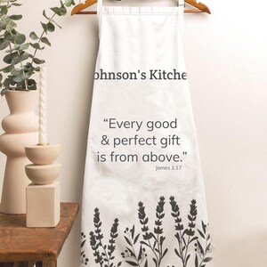 Floral Faith Inspired Gift for New Home Custom Bible Verse Cooking Accessory Kitchen Floral Apron Housewarming Gift for Baker