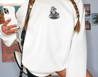 Gothic Bunny Illustration Sweatshirt | Tea Cup Bunny Print