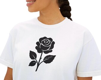 Black Rose Graphic Tee| Cry Baby Tee | Boxy Cropped T-Shirt