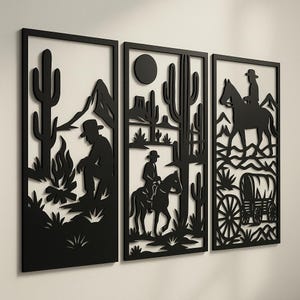 Wild West Cowboy Wall Art SVG Bundle – Western Silhouette Cut Files for Laser & Plasma Cutting (svg | PNG | DXF)