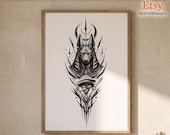 Anubis Eye of Horus PNG, Blackwork Tattoo Design, Egyptian Clipart (Digital Download)