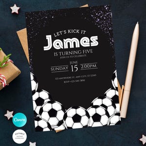 Editable Soccer Birthday Invitation Boys Sports Party Printable Canva Template