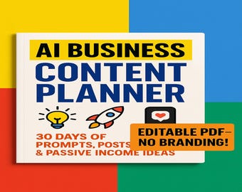 AI Business Content Planer | 30-Tage bearbeitbares PDF | Content Kalender, AI Prompts, Post Planner | Digitaler Download für Coaches & Kreative