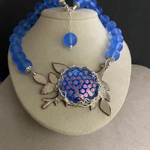 Handmade Necklace, Sterling Silver, Fused Dichroic Glass Pendant