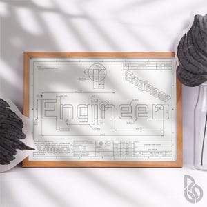 Personalized Engineering Name/Words Blueprint Drawing | Digital Print, Printable, Wall Art, Gifts, Personalized Name, Engineering Poster