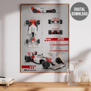 Blueprint-McLaren MP4/5-1989, Car poster, F1, Digital Download print, Formula 1 Poster, Digital Print, Car, Wall Art | Instant Download
