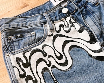 2022ss AMOK / アモク Laser Stitch Jeans Køb MMAshley Deluxe Jeans med fri fragt | Mos Mosh