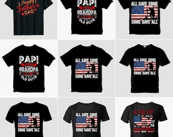 Patriotisk pappa PNG-paket, digital nedladdning av fars dag, alla gav lite PNG, Papi Grandpa-design, skjortdesign för självständighetsdagen den 4 juli