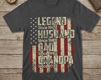 Legend make pappa morfar amerikansk flagga PNG, vintage 1966 födelsedagspresent till pappa, fars dag digital nedladdning