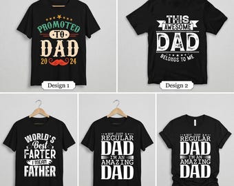 Rolig pappaskjorta PNG-paket, digital nedladdning för fars dag, befordrad till pappa 2026, världens bästa prutt PNG, present till ny pappa, fantastiska pappadesigner