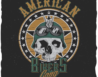 Fars dag PNG-paket, kraften i en pappa-design, amerikansk bikergängskalle PNG, retro fars dag-sublimering, vintage bikerpappa-grafik