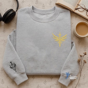 Zelda Triforce Symbol Embroidered Sweatshirt, Hyrule Gamer Top, Video Game Gift, Zelda Hoodie Unisex, Nintendo Game Shirt Gift