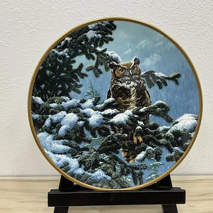 Vtg Hamilton Noble Owls of America Winter Vigil Seerey-Lester Plate 1986