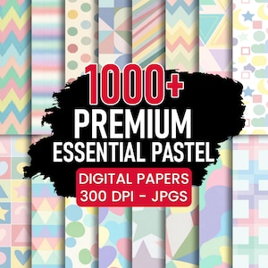 Pakiet ponad 1000 pastelowych papierów cyfrowych | Wzory bezszwowe (do natychmiastowego pobrania)