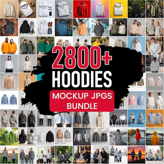 2800+ Hoodie Sweatshirt Mockup Bundle, Apparel Templates (JPG Download)