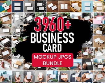 Business Card Mockup Bundle, JPG Template Designs (Digital Download)