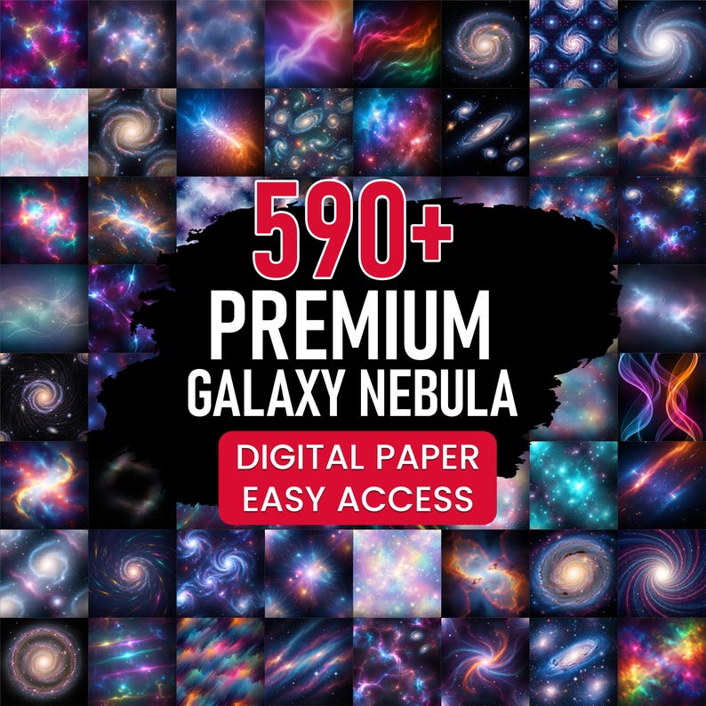 599 Galaxy Nebula Digital Paper Pack, Space Background Bundle, Cosmic ...