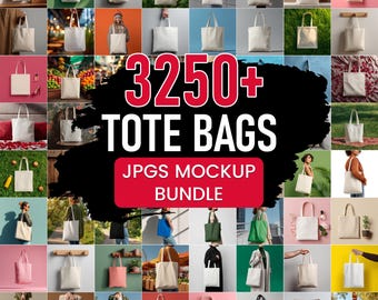 3250+ Canvas Tote Bag Mockup Bundle, Lifestyle Scenes (JPG Digital Download)