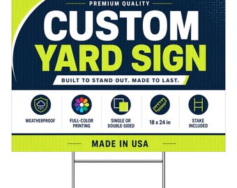 Custom Yard Sign with H-Stake, Double Sided Coroplast Business Signs, Personalized Outdoor Lawn Sign for Graduation Birthday Real Estate