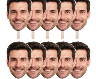 Custom Big Head Cutout, Personalized Face on Stick, Party & Event Photo Prop for Large Groups, Wedding, Birthday, Graduation, Multi-Size
