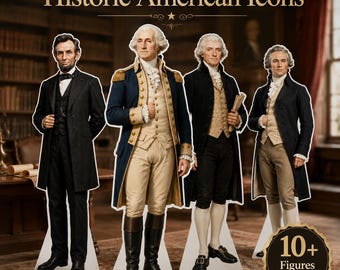 US Presidents & Founding Fathers Cardboard Cutout, Life Size George Washington Lincoln Obama Standee, Historic Icons Education Office Decor
