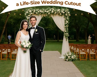 Custom Couple Life Size Cutout, 2 People Photo Standee, Bride and Groom Board Cut Out, Wedding Welcome Sign, Engagement Party Prop