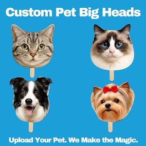 Custom Pet Big Head Cutout, Face on a Stick Photo Prop, Dog Cat Portrait for Wedding, Birthday Party, Bachelorette, Graduation Gift